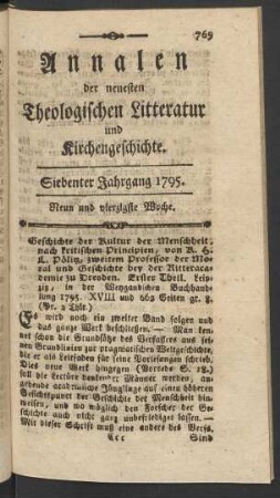 Neun und vierzigste Woche