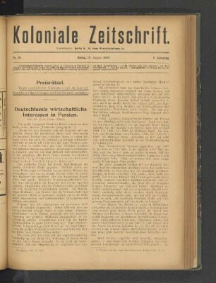 Deutschlands wirtschaftliche Interessen in Persien.