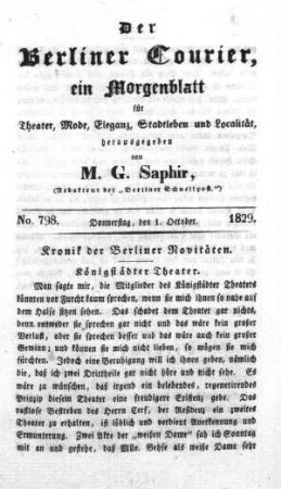 No. 798, Donnerstag, den 1. October 1829