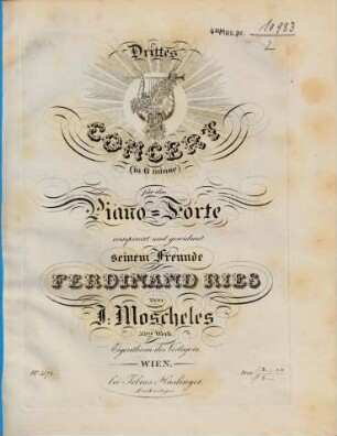 Drittes Concert : (in g minor) für d. Pianoforte ; op. 58