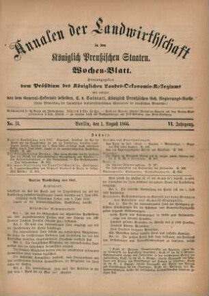 No. 31. Berlin, den 1. August 1866. VI. Jahrgang.