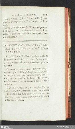 Les eaux ont-elles couvert les continens a différentes époques?