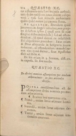 Quaestio XC. De divini nominis assumptione per modum adjurationis in tres articulos divisa.