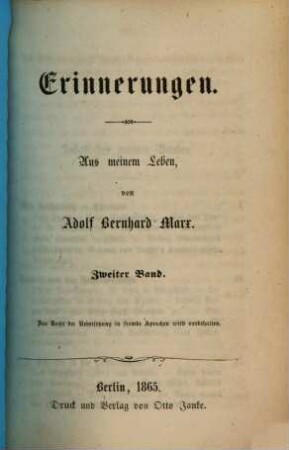 Erinnerungen aus meinem Leben, 2