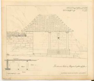 Quellfassung Monatskonkurrenz April 1906: Grundriss 1:50, Aufriss Straßenansicht 1:25