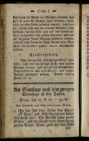 Am Samstage nach dem zweyten Sonntage in der Fasten.