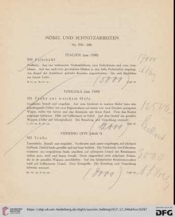 Möbel und Schnitzarbeiten (Nr. 550-598)