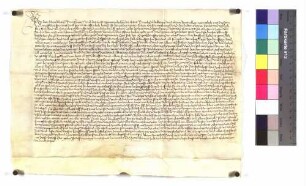 Urkunde des Gerichts zu Bruchsal über 1 Pfund Heller aus Gütern daselbst von Peter Settler an das Kloster Herrenalb.