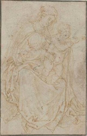 Madonna mit Kind (Stichnachzeichnung nach Lucas van Leyden)