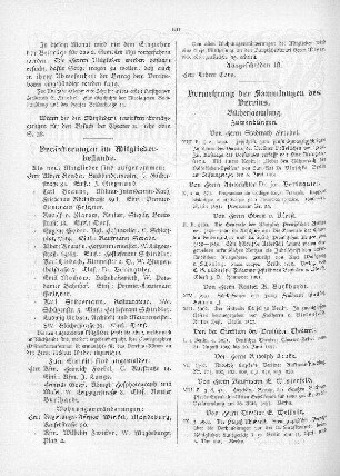 Vermehrung der Sammlungen des Vereins