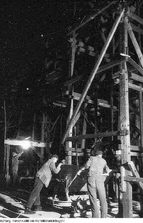Dresden, Georgij-Dimitroff-Brücke, im Bau, Oberbürgermeister Walter Weidauer, 1949