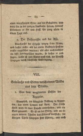 VIII. Gebräuche und Sitten verschiedener Völker aus dem Strabo