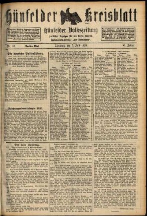Zweite Ausgabe vom Dienstag, den 07. Juli 1925.