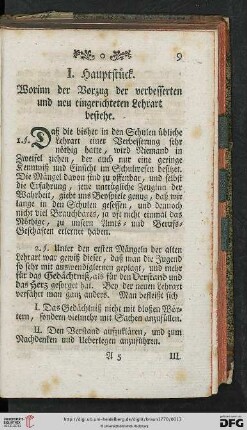 I. Hauptstück: Worinn der Vorzug der verbesserten und neu eingerichteten Lehrart bestehe
