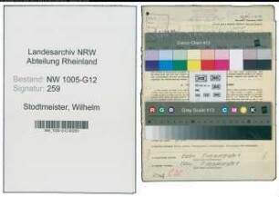 Entnazifizierung Wilhelm Stodtmeister , geb. 18.02.1903 (Monteur)