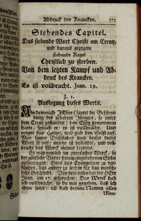 Siebendes Capitel. Das siebende Wort Christi am Creutz,[...]