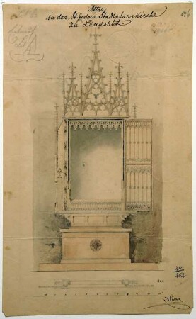 Entwurfszeichnung für einen Seitenaltar in der St. Jodokus Stadtpfarrkirche zu Landshut