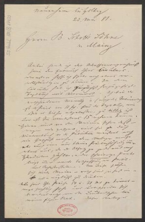 Brief an B. Schott's Söhne : 23.05.1881