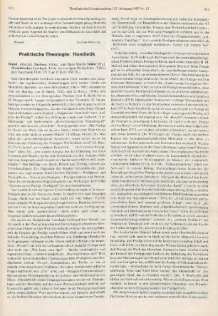 Praktische Theologie: Homiletik