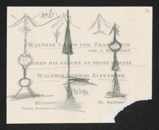 Brief von Walther Lampe und Silvie Lampe von Bennigsem an Gerhart Hauptmann