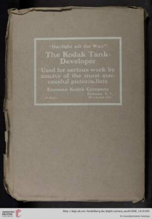 Eastman Kodak Company [The Kodak Tank-Developer, back cover verso]