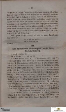 III. Die Bewohner Nürtingens nach ihrer Beschäftigung