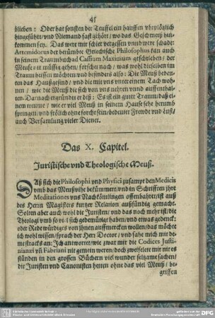 Das X. Capitel. Juristische und Theologische Meuß