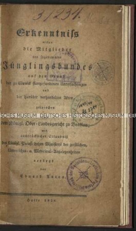 Abhandlung über die Deutsche Burschenschaft