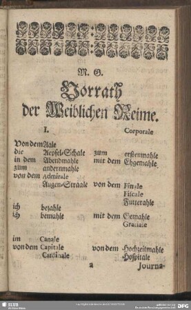 Vorrath der Weiblichen Reime