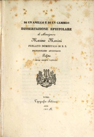 Di un anello e di un cammeo : dissertazione epistolare