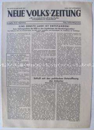 Illegale Zeitung der KPD "Neue Volks-Zeitung" mit einem Aufruf zum Klassenkampfund zur Solidarität mit inhaftierten Genossen