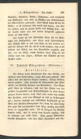 IV. Zahnlose Saeugethiere. (Edentata.)