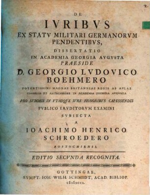 De iuribus ex statu militari Germanorum pendentibus dissertatio