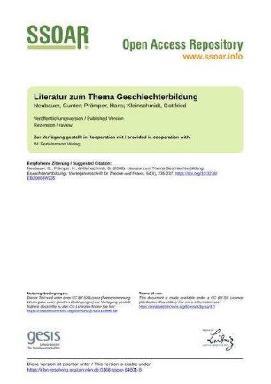 Literatur zum Thema Geschlechterbildung