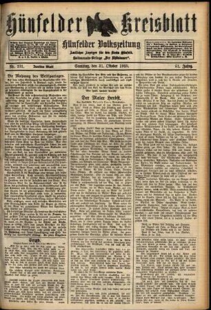 Zweite Ausgabe vom Samstag, den 31. Oktober 1925.