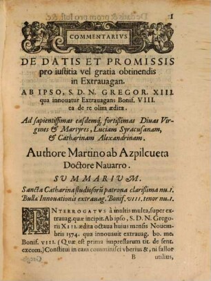 Commentarius de datis et promissis pro justitia vel gratia obtinend. in extravag.