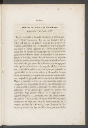 Acta de la Cámara de Senadores : Sesión del 5 de Junio 1877