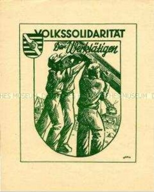 Illustriertes Informationsblatt der Volkssolidarität Dresden mit der Aufforderung zur Mitarbeit