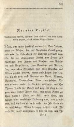 Neuntes Kapitel. Verständiger Streit, welchen Don Quixote mit dem Canonikus führte, nebst andern Begebenheiten