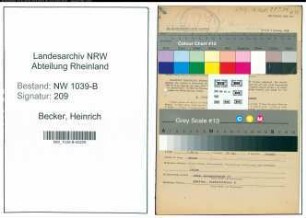Entnazifizierung Heinrich Becker , geb. 20.12.1912 (Angestellter)