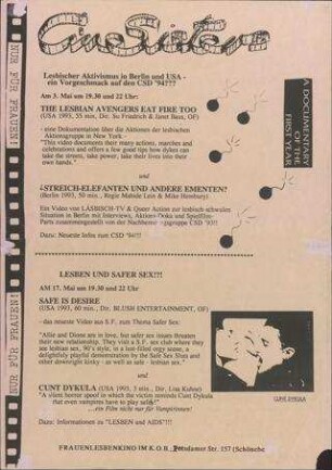 Cine Sisters Lesbischer Aktivismus in Berlin und USA ...