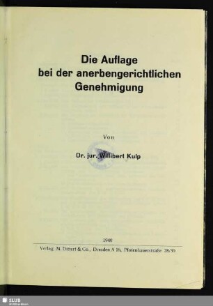 Die Auflage bei der anerbengerichtlichen Genehmigung