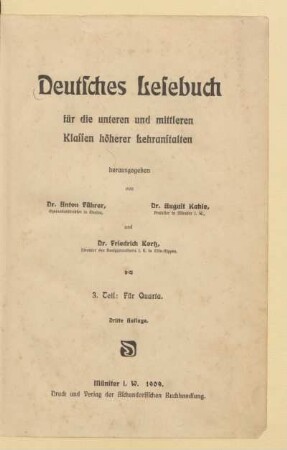 Teil 3 = Quarta, [Schülerband]: [Teil 3 = Quarta, [Schülerband]]