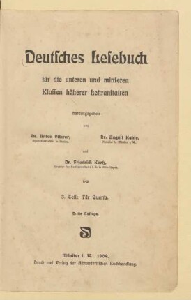 Teil 3 = Quarta, [Schülerband]: [Teil 3 = Quarta, [Schülerband]]