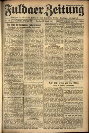 Ausgabe vom Dienstag, den 30. August 1927.