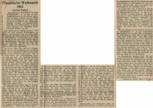 Artikel "Flandrische Weihnacht 1914" (Auszug aus "Flandrisches Tagebuch 1914")