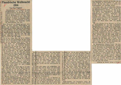 Artikel "Flandrische Weihnacht 1914" (Auszug aus "Flandrisches Tagebuch 1914")
