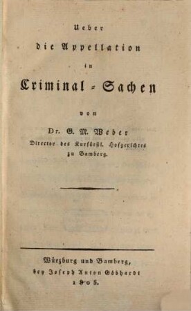 Über die Appellation in Criminal-Sachen