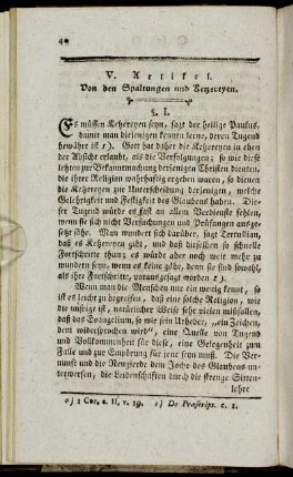 V. Artikel. Von den Spaltungen und Ketzereyen.