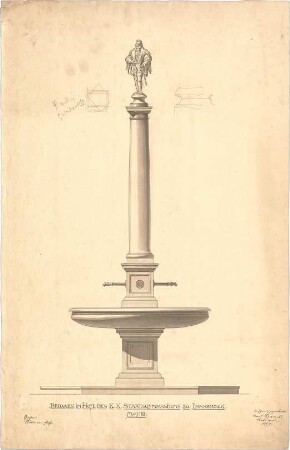 Prandtl, Carl; Florenz, Rom, Mantua (Italien); Innsbruck (Österreich); Studentenarbeiten - Brunnen im Hof des K. K. Staatsgymnasiums zu Innsbruck (Ansicht)